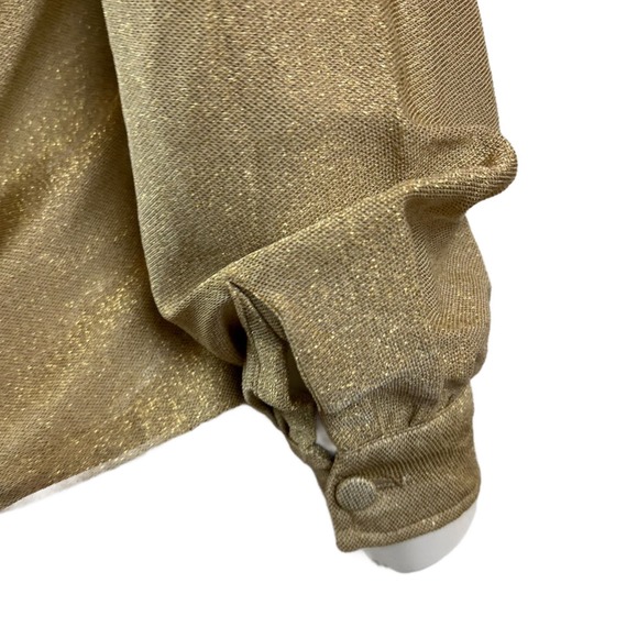1970s Disco Gold Metallic Lamé Semi Sheer Top Scoop Neck / Women’s Small * - Picture 4 of 4